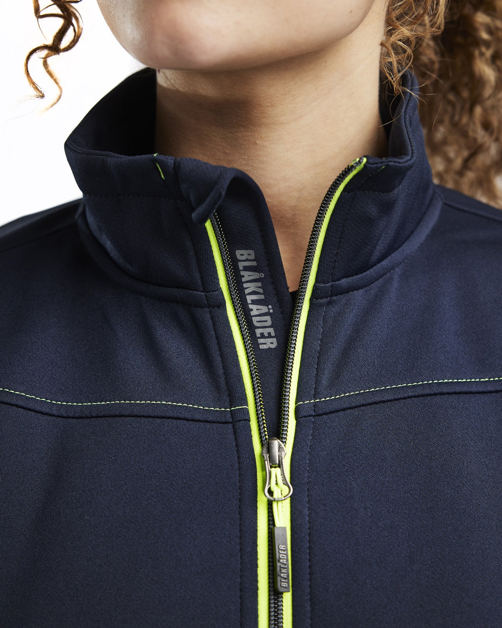 Blaklader Ladies Zip Sweatshirt, Dark Navy/Yellow (6)