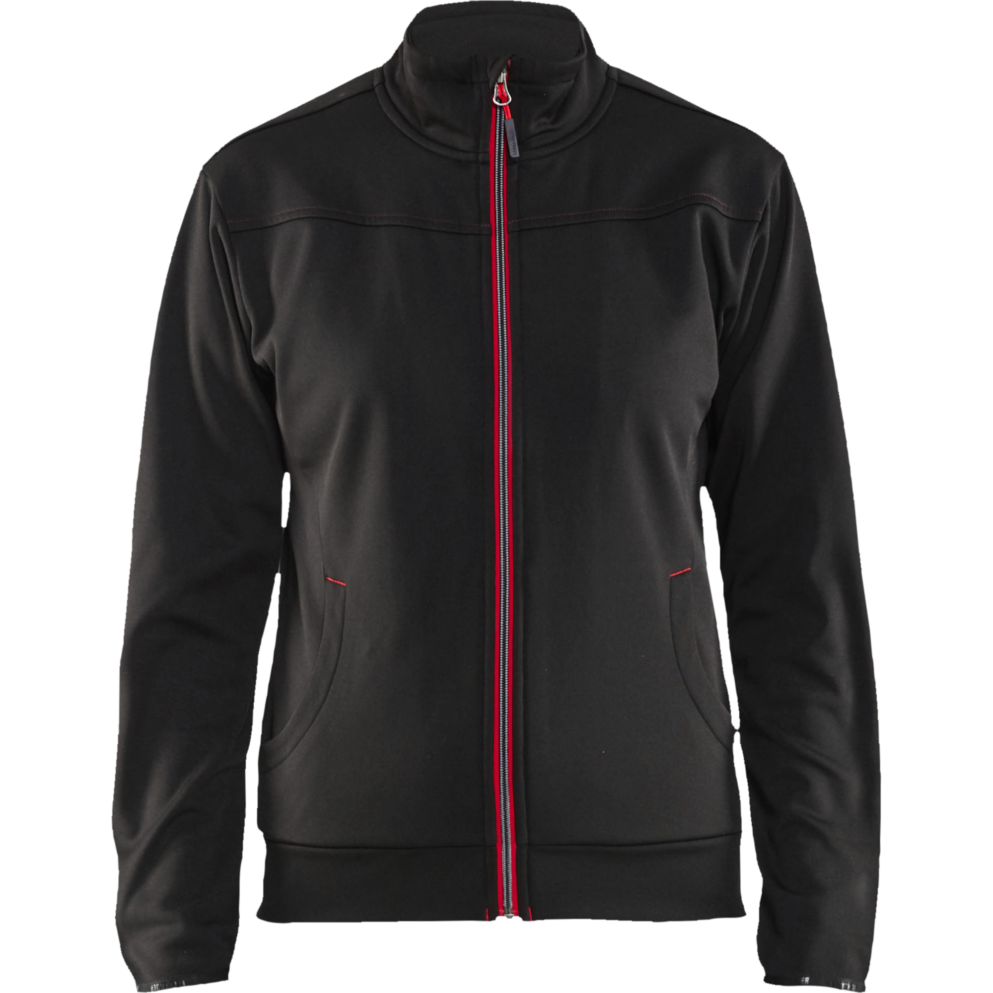 Blaklader Ladies Zip Sweatshirt, Black/Red