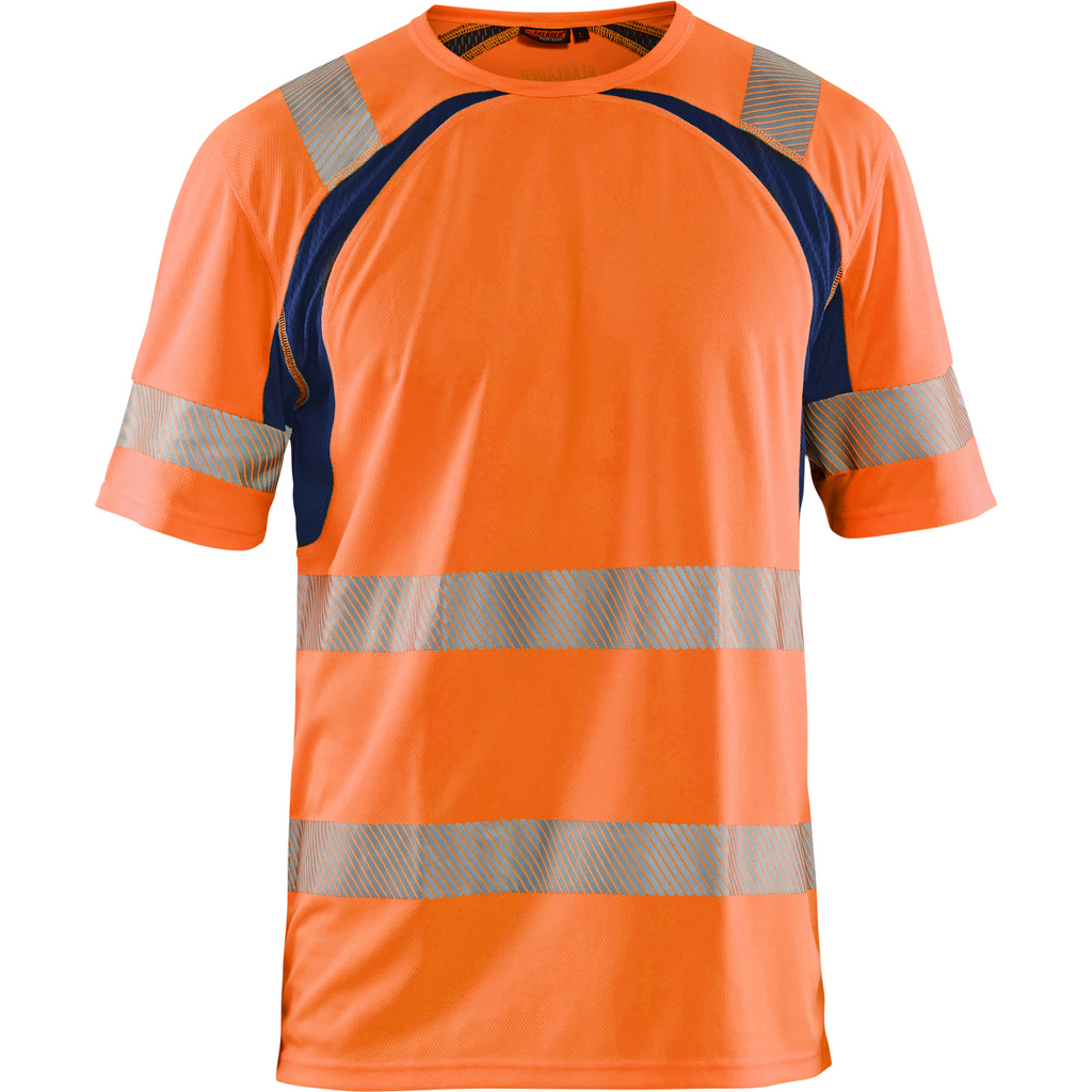 Blaklader High Vis UV Protection T-Shirt, Orange/Navy Blue