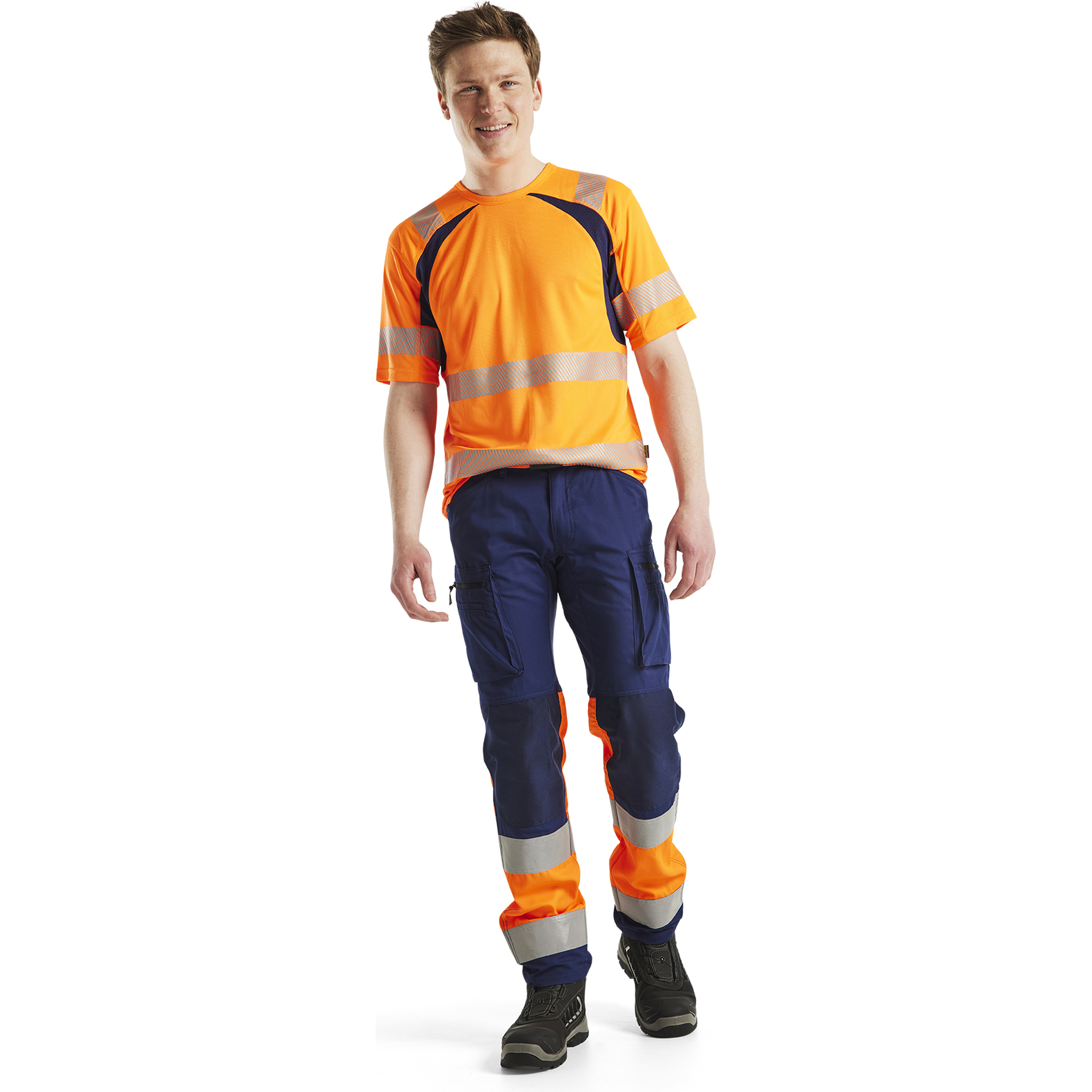 Blaklader High Vis UV Protection T-Shirt, Orange/Navy Blue (5)