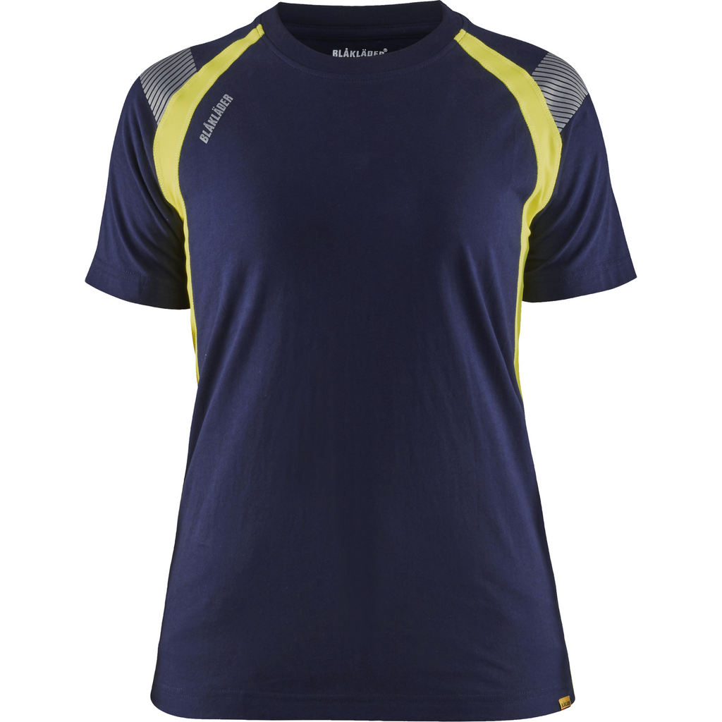 Blaklader Women's T-Shirt, Navy Blue/Yellow