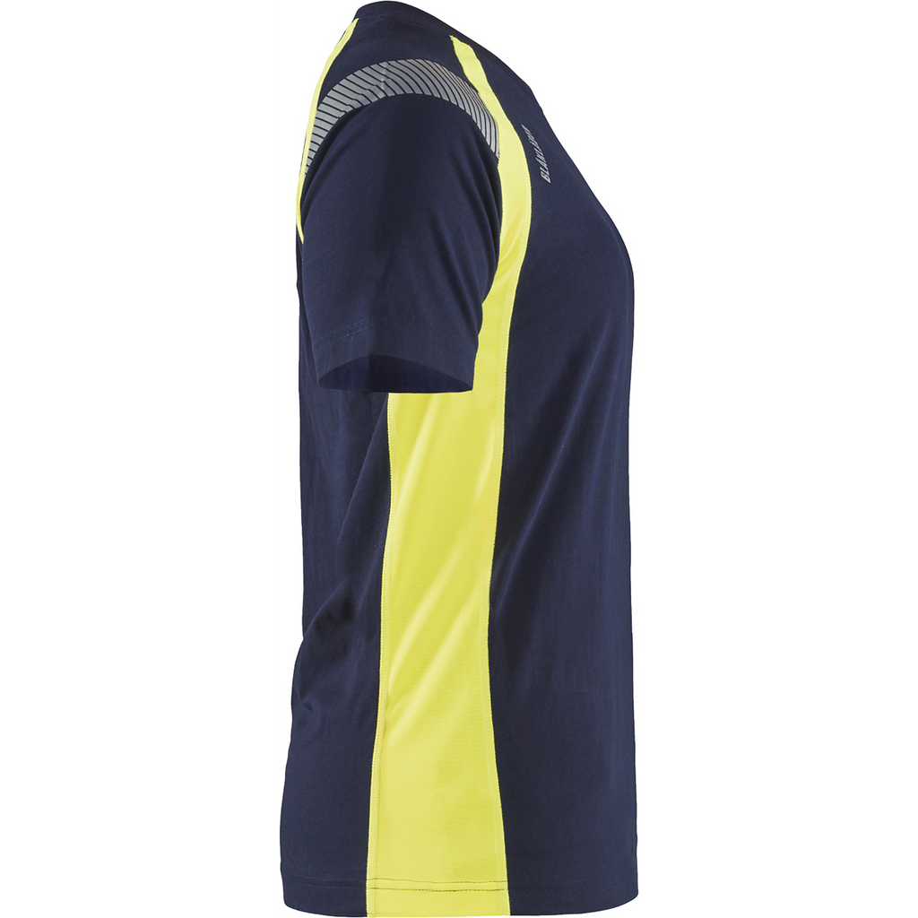 Blaklader Women's T-Shirt, Navy Blue/Yellow (2)