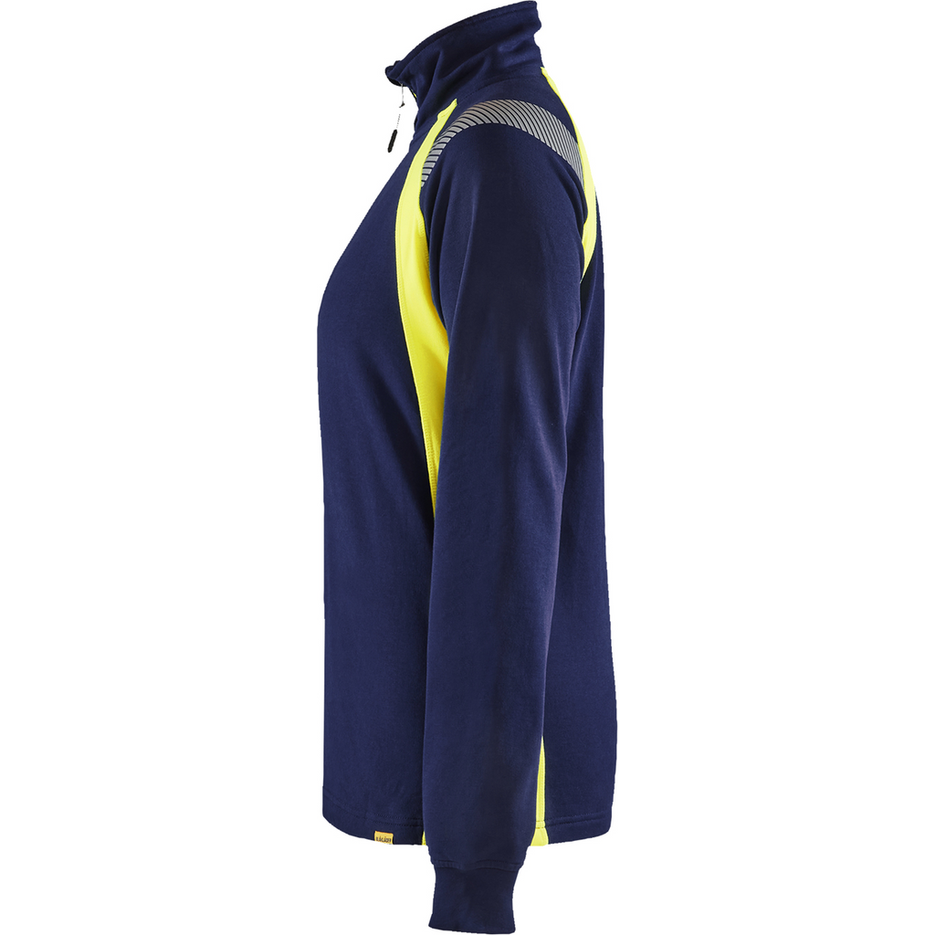 Blaklader Women's Half-Zip Sweatshirt, Navy/ Yellow (3)