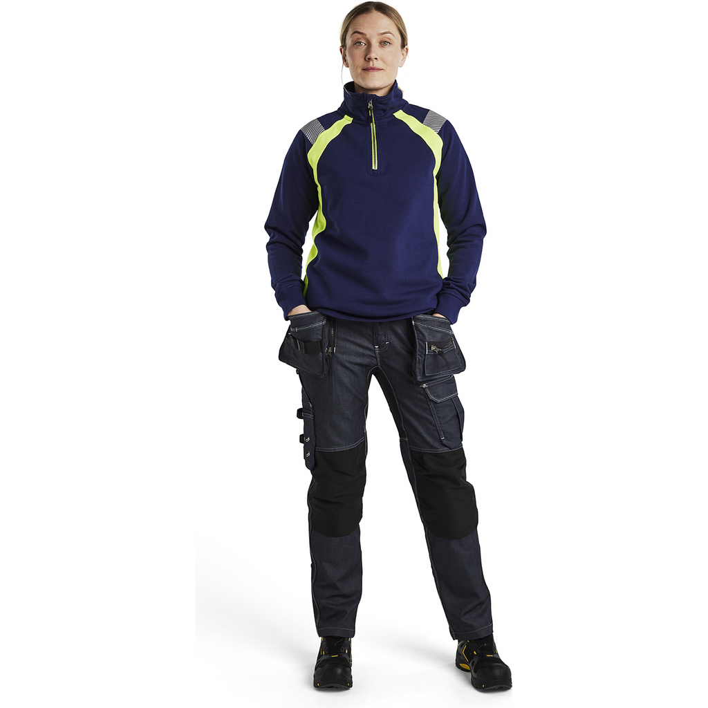 Blaklader Women's Half-Zip Sweatshirt, Navy/ Yellow (5)