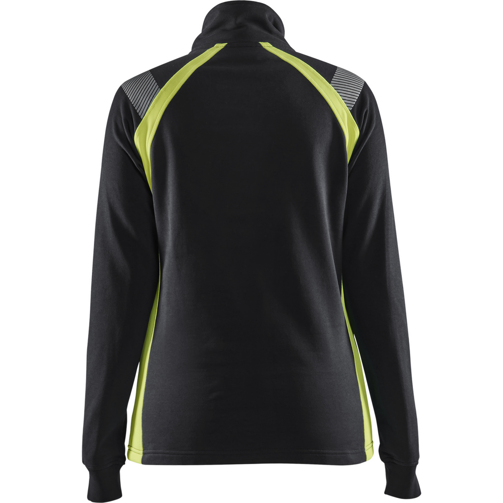 Blaklader Ladies Half Zip Sweatshirt, Black/Yellow (4)