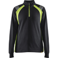 Blaklader Ladies Half Zip Sweatshirt, Black/Yellow