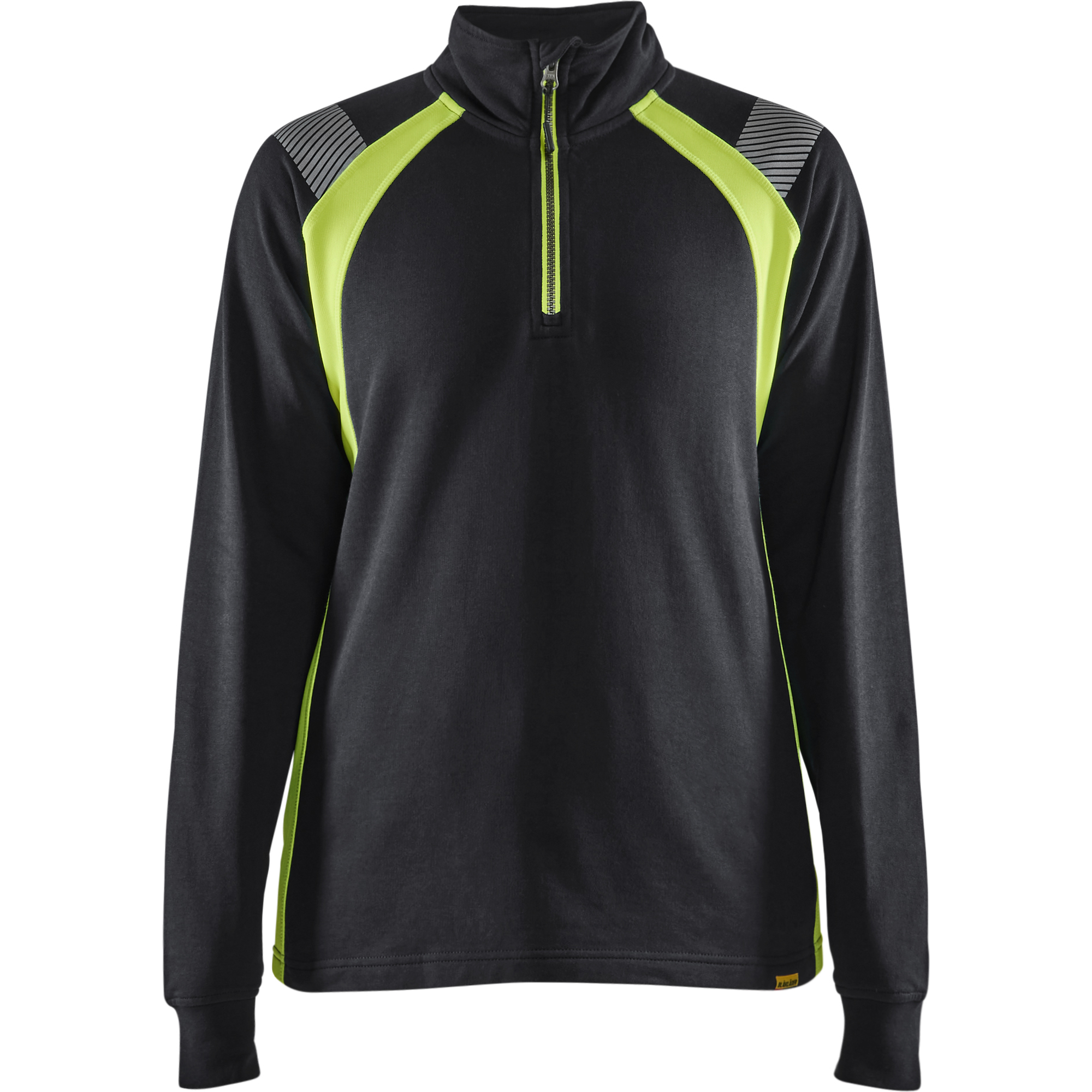 Blaklader Ladies Half Zip Sweatshirt, Black/Yellow