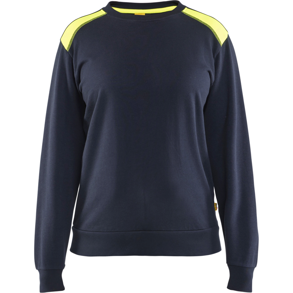 Blaklader Women's Sweatshirt, Dark Navy/Yellow