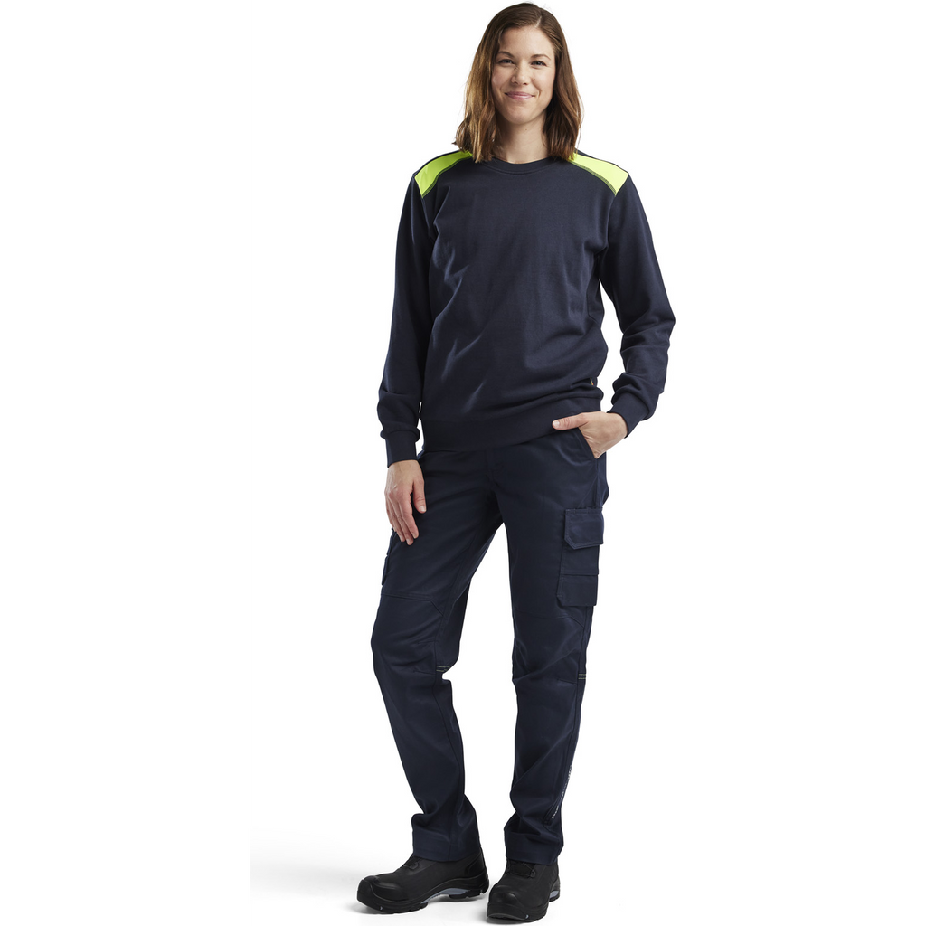 Blaklader Women's Sweatshirt, Dark Navy/Yellow (5)