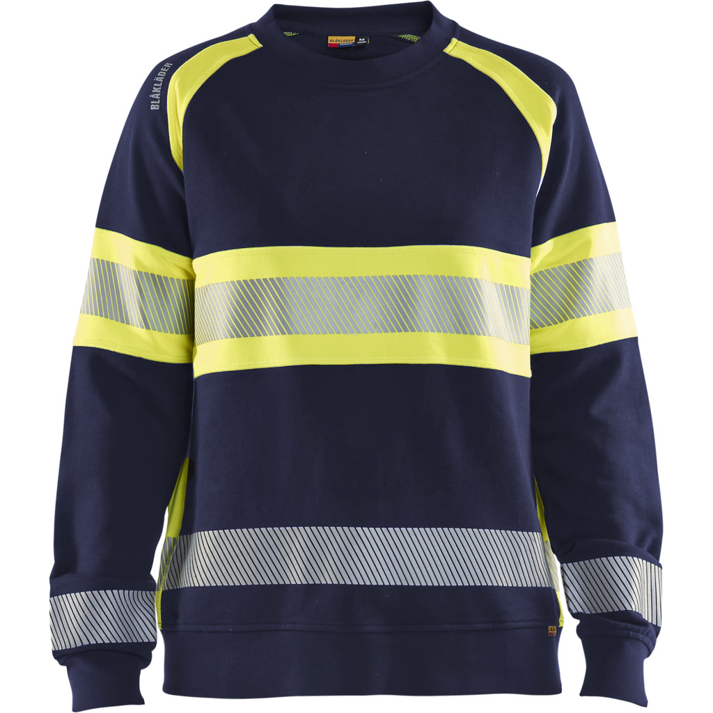 Blaklader High Vis Ladies Sweatshirt, Navy Blue/ Yellow
