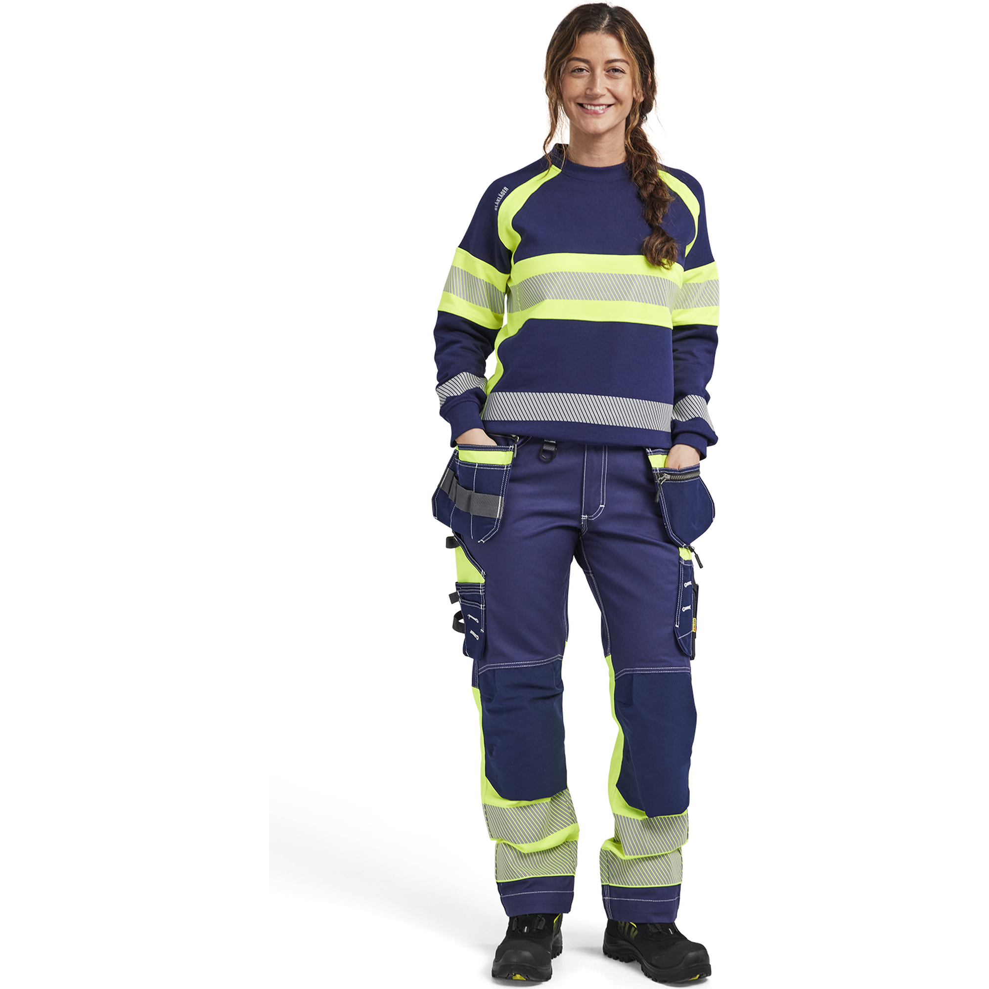 Blaklader High Vis Ladies Sweatshirt, Navy Blue/ Yellow (5)