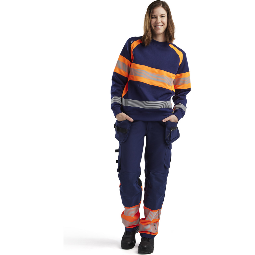Blaklader High Vis Women's Sweatshirt, Navy Blue/Orange (5)