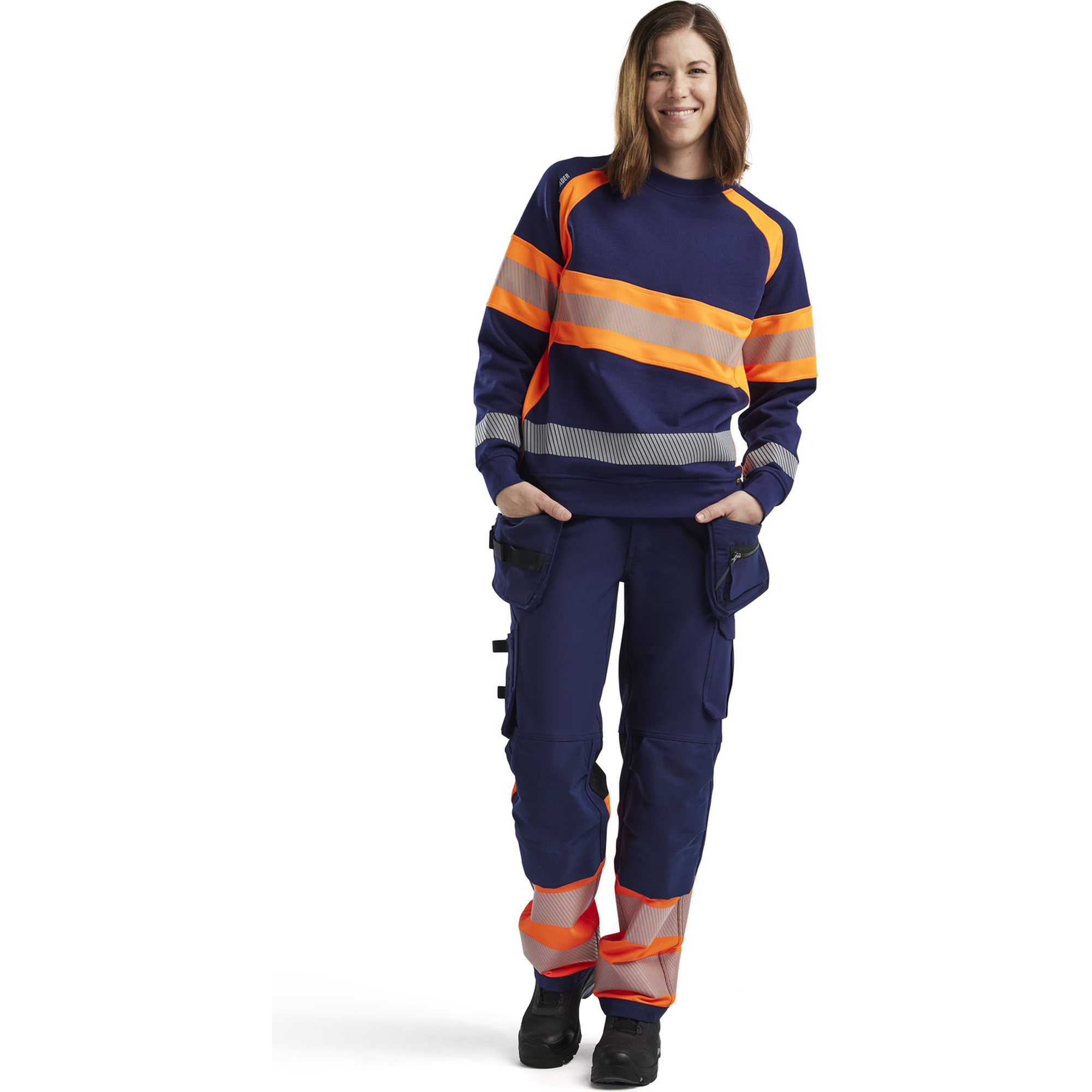Blaklader High Vis Women's Sweatshirt, Navy Blue/Orange (5)