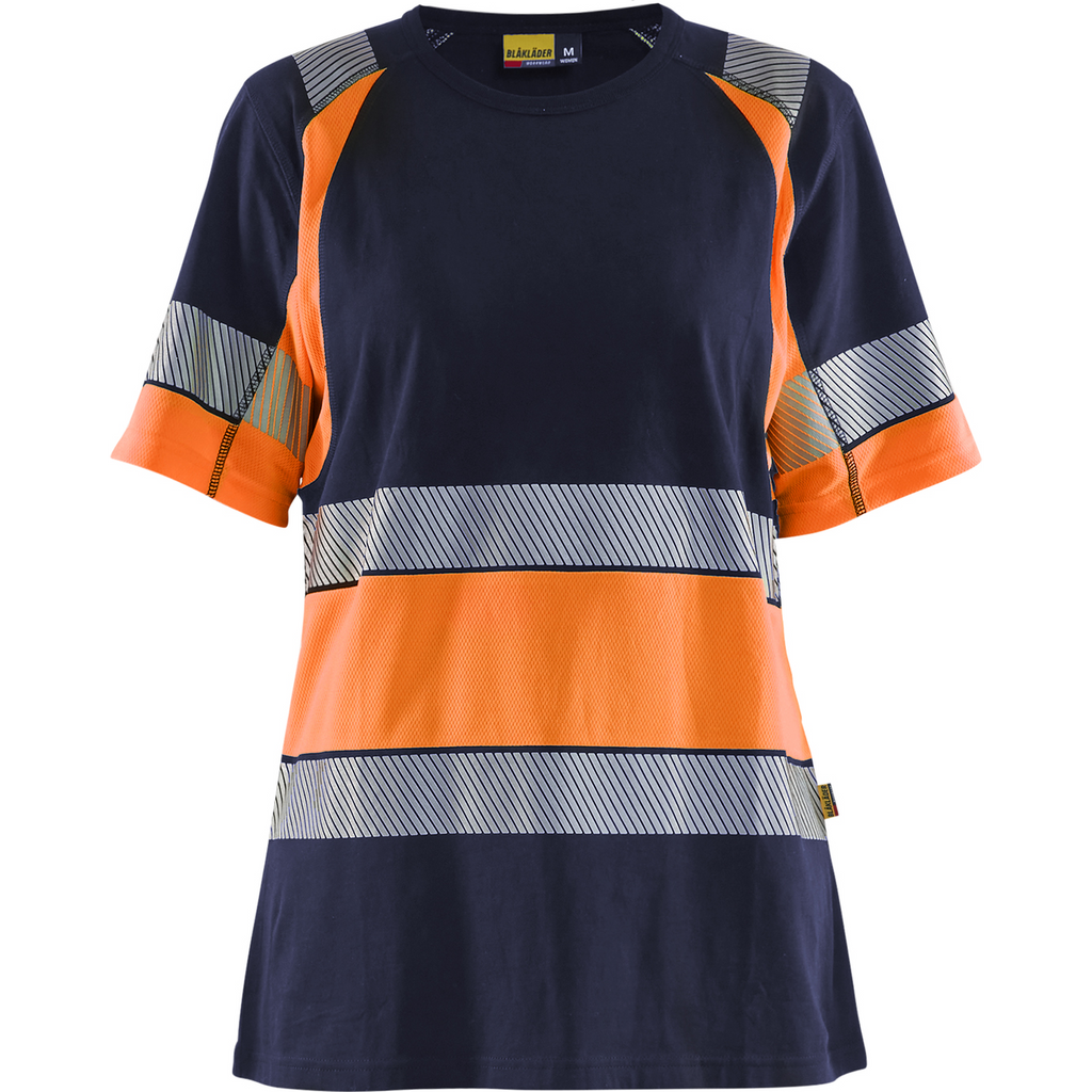 Blaklader High Vis Ladies T-Shirt, Navy Blue/Orange
