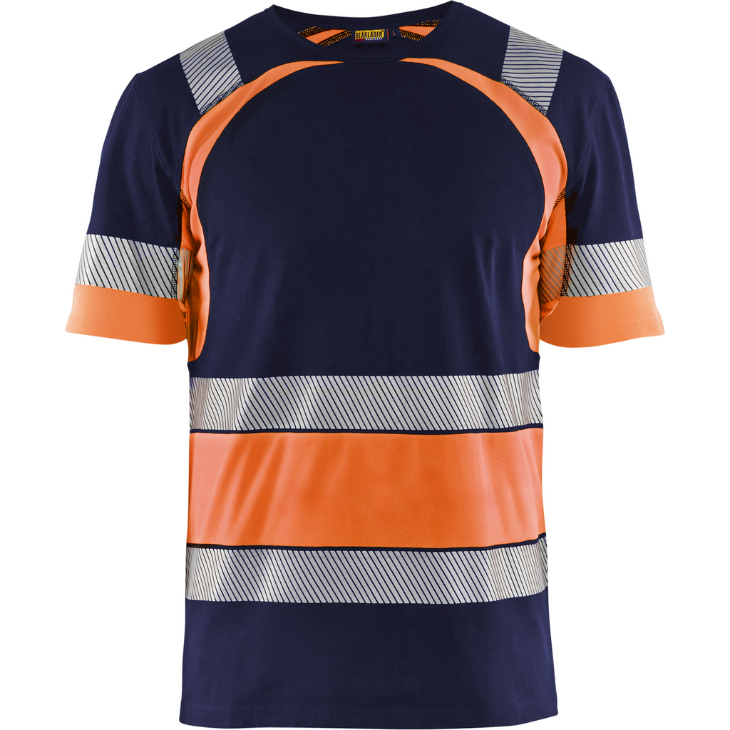 Blaklader High Vis T-Shirt, Navy Blue/Orange