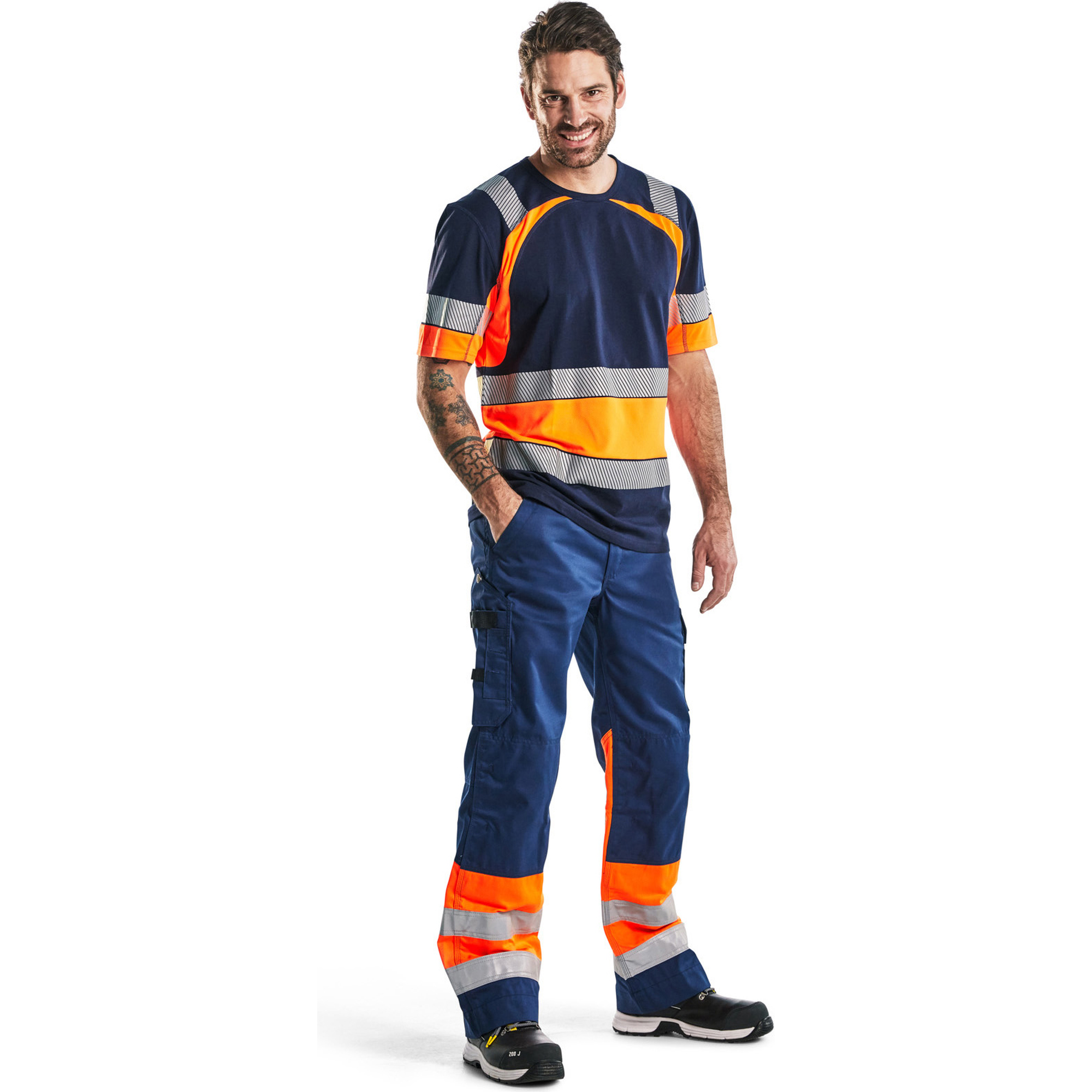 Blaklader High Vis T-Shirt, Navy Blue/Orange (5)