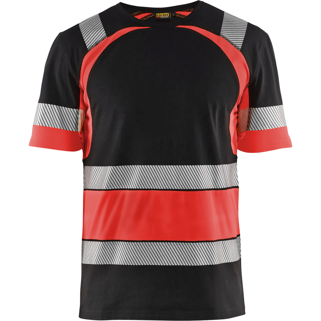 Blaklader High Vis T-Shirt, Black/High Vis Red