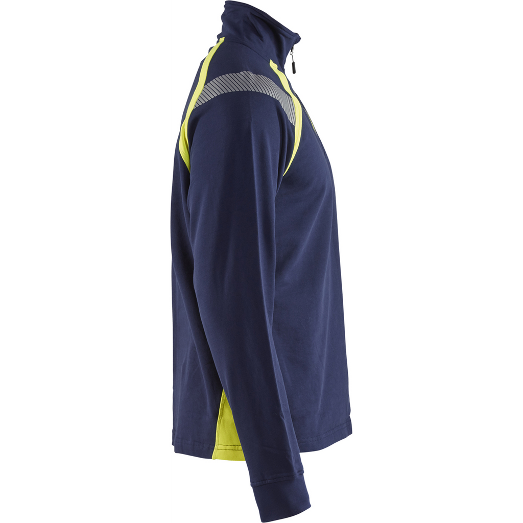 Blaklader Half-Zip Sweatshirt, Navy Blue/ Yellow (2)