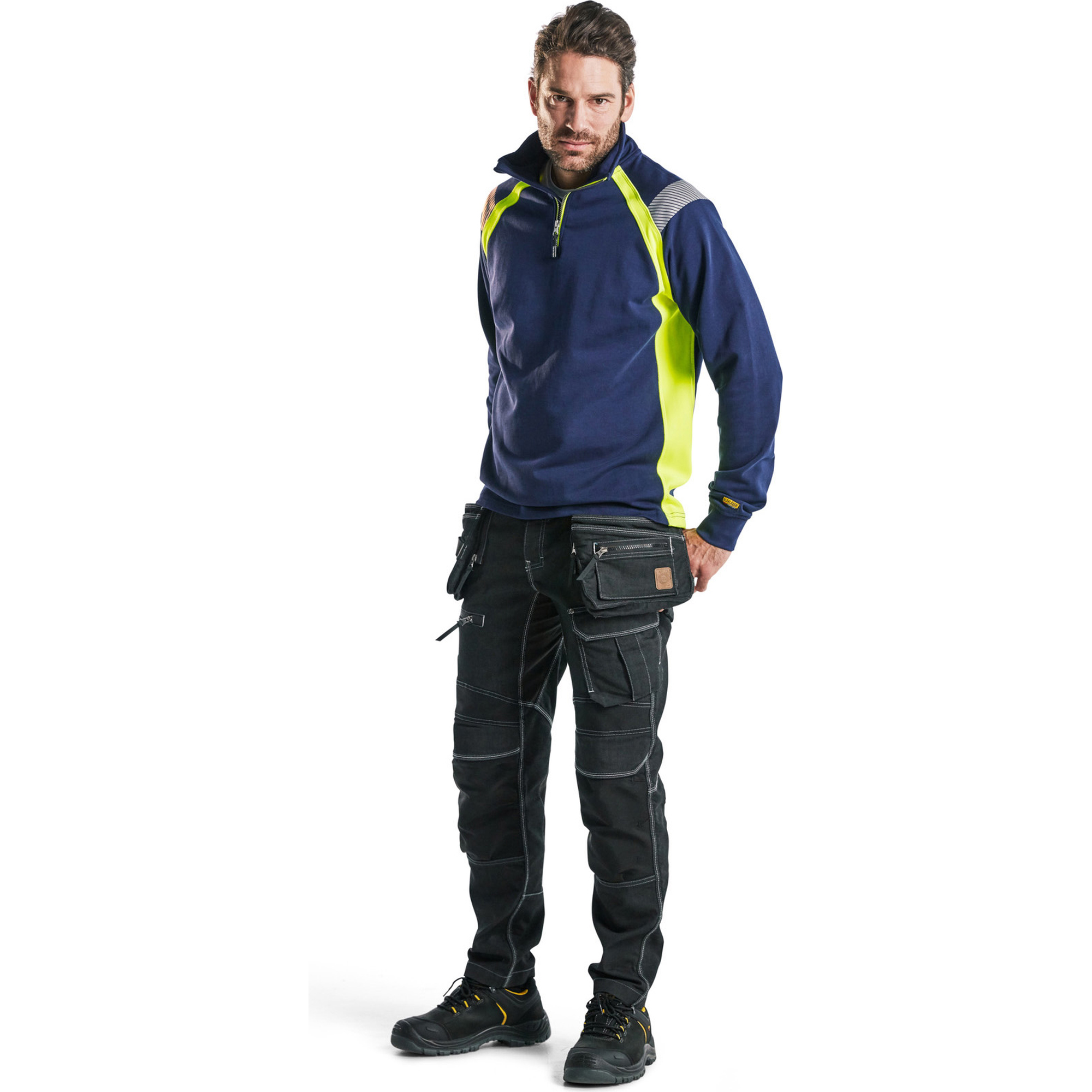 Blaklader Half-Zip Sweatshirt, Navy Blue/ Yellow (5)