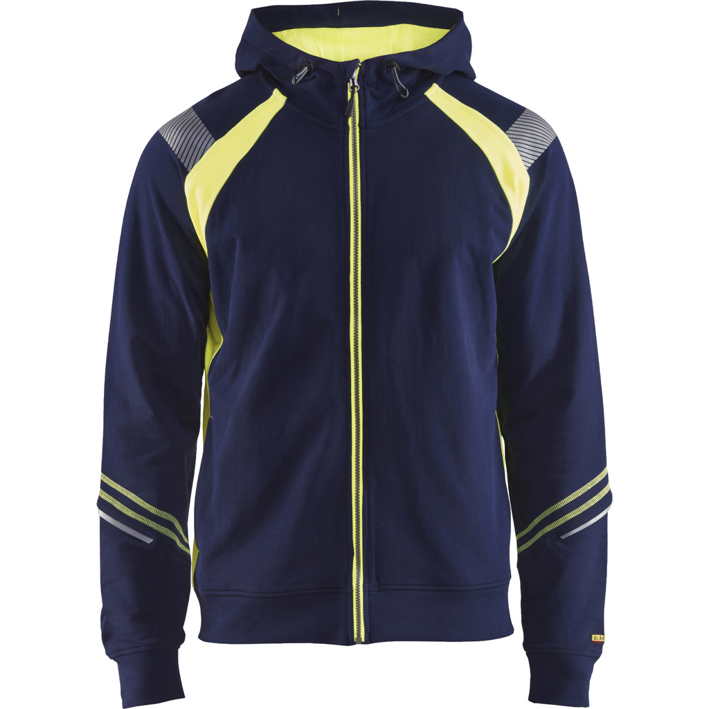Blaklader Zip Sweatshirt, Navy/ Yellow