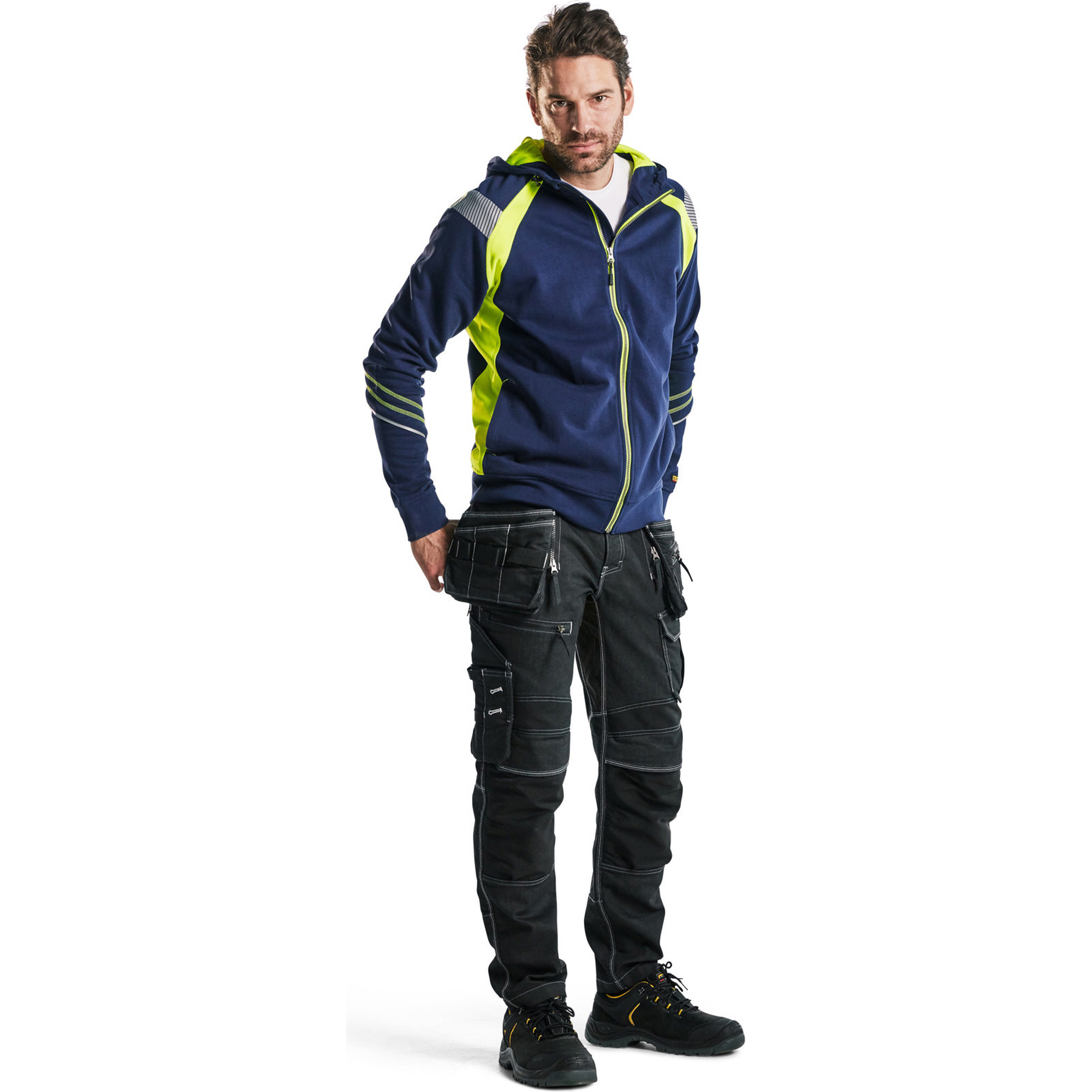 Blaklader Zip Sweatshirt, Navy/ Yellow (5)