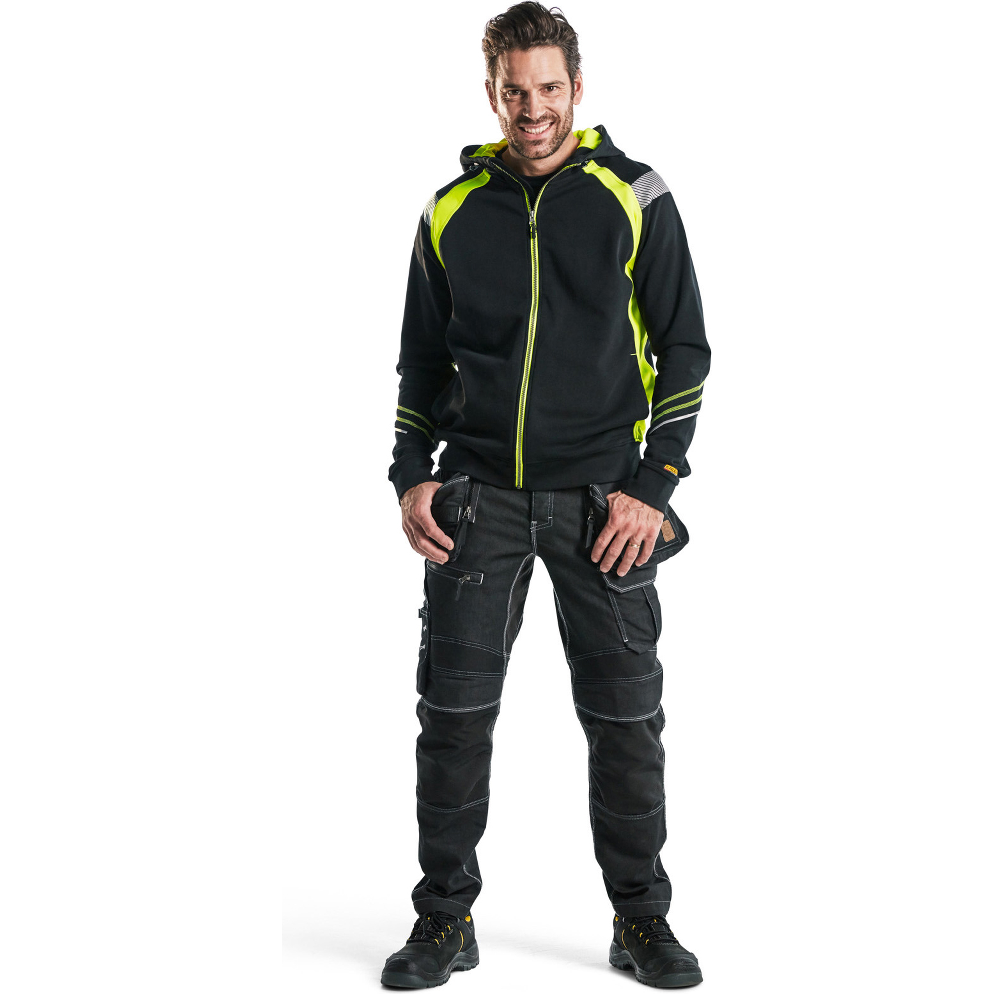 Blaklader Zip Sweatshirt, Black/Yellow (5)