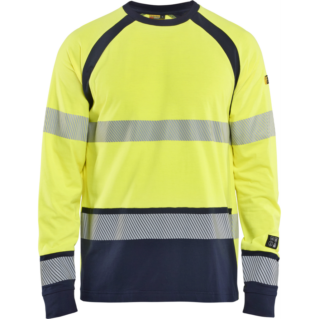 Blaklader Multinorm Long Sleeve T-Shirt, Yellow/Navy Blue