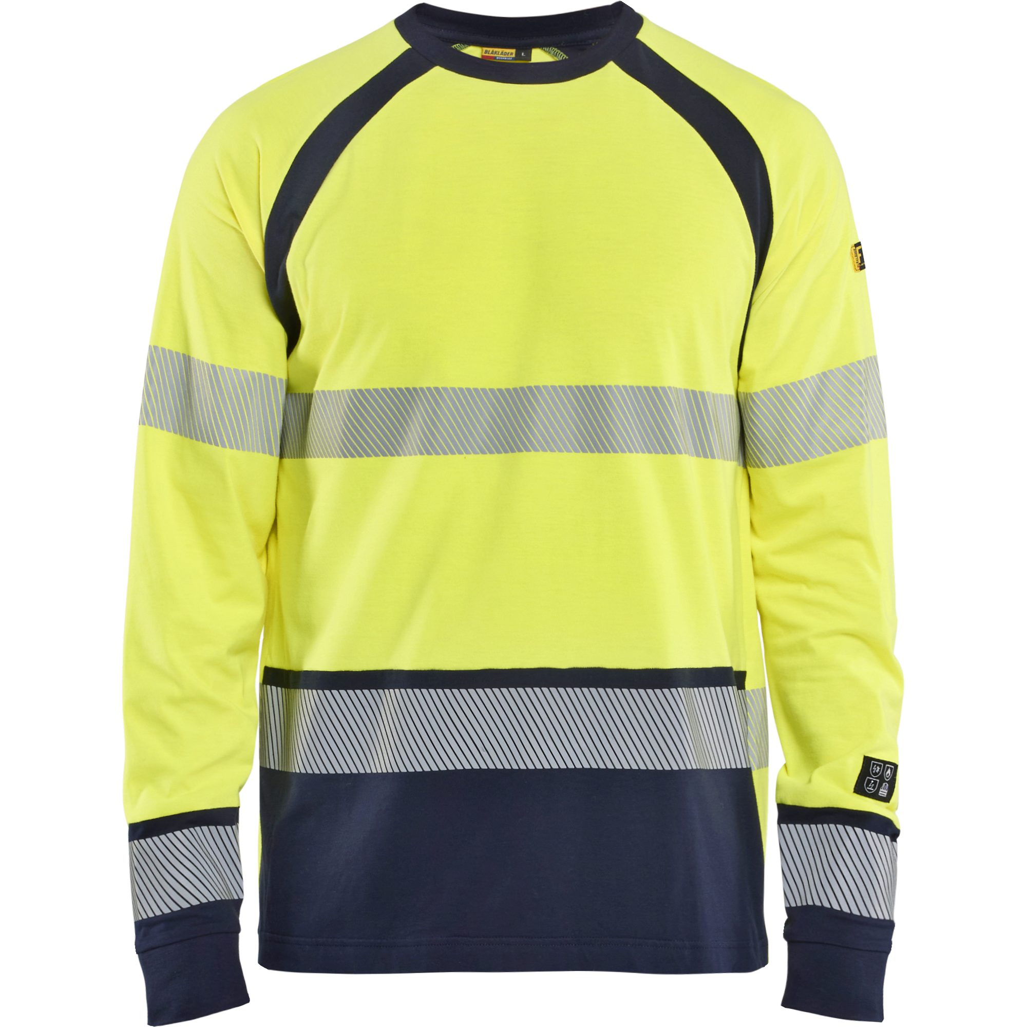 Blaklader Multinorm Long Sleeve T-Shirt, Yellow/Navy Blue