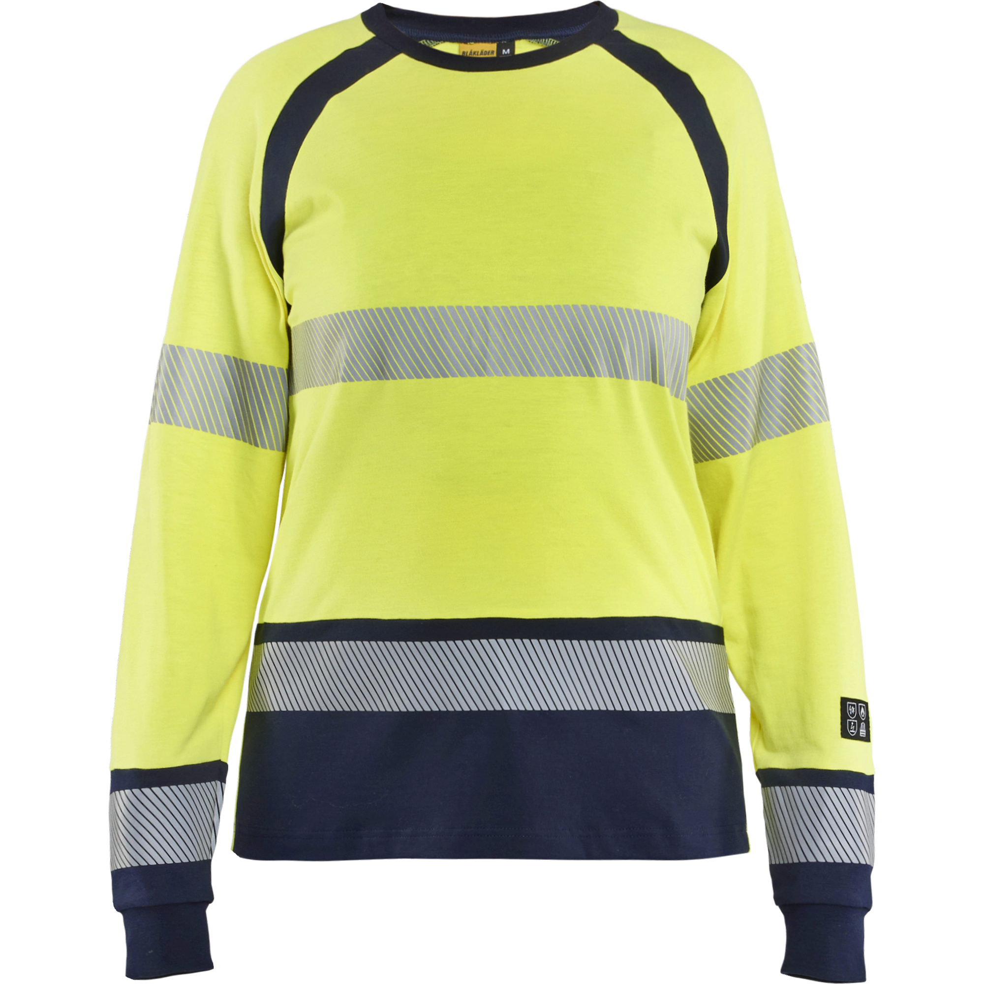 Blaklader Ladies Multinorm Long Sleeve Shirt, Yellow/Navy Blue