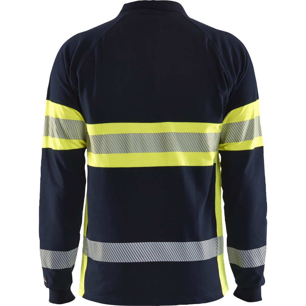 Blaklader Long Sleeve Polo Shirt Multinorm, Navy Blue/ Yellow (4)