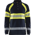 Blaklader Long Sleeve Polo Shirt Multinorm, Navy Blue/ Yellow