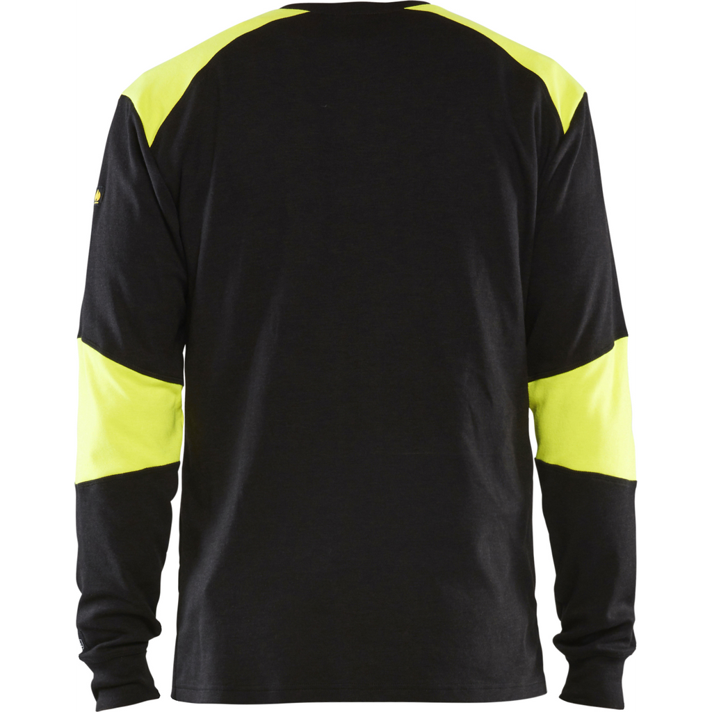 Blaklader Flame Resistant Long Sleeve Shirt, Navy/Yellow (4)