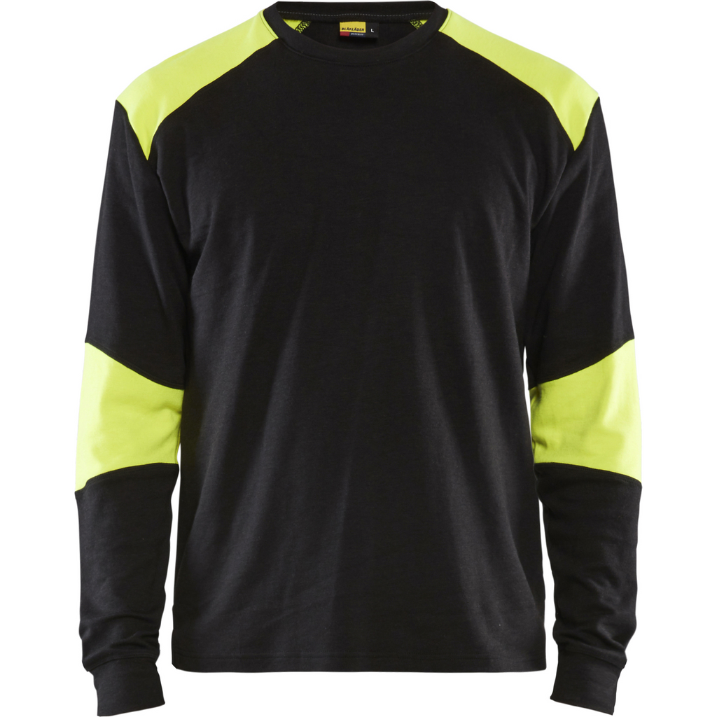 Blaklader Flame Resistant Long Sleeve Shirt, Navy/Yellow