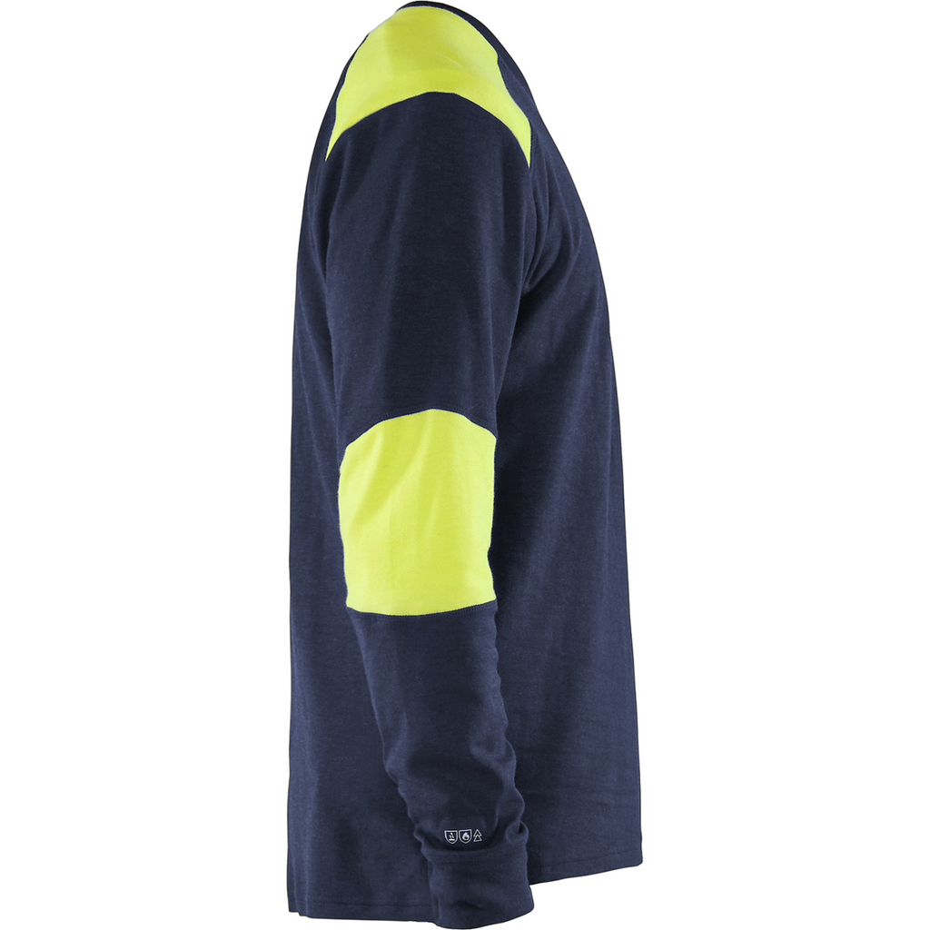 Blaklader Flame Resistant Long Sleeve Shirt, Navy/Yellow (2)