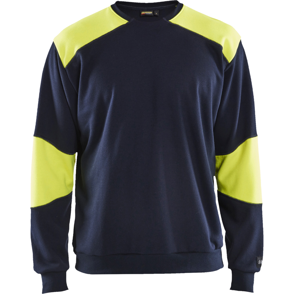 Blaklader Flame Resistant Sweatshirt, Navy/Yellow