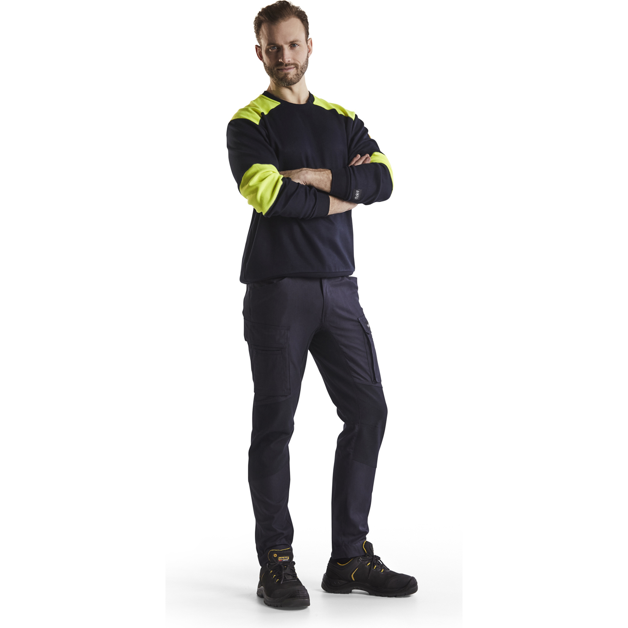 Blaklader Flame Resistant Sweatshirt, Navy/Yellow (5)