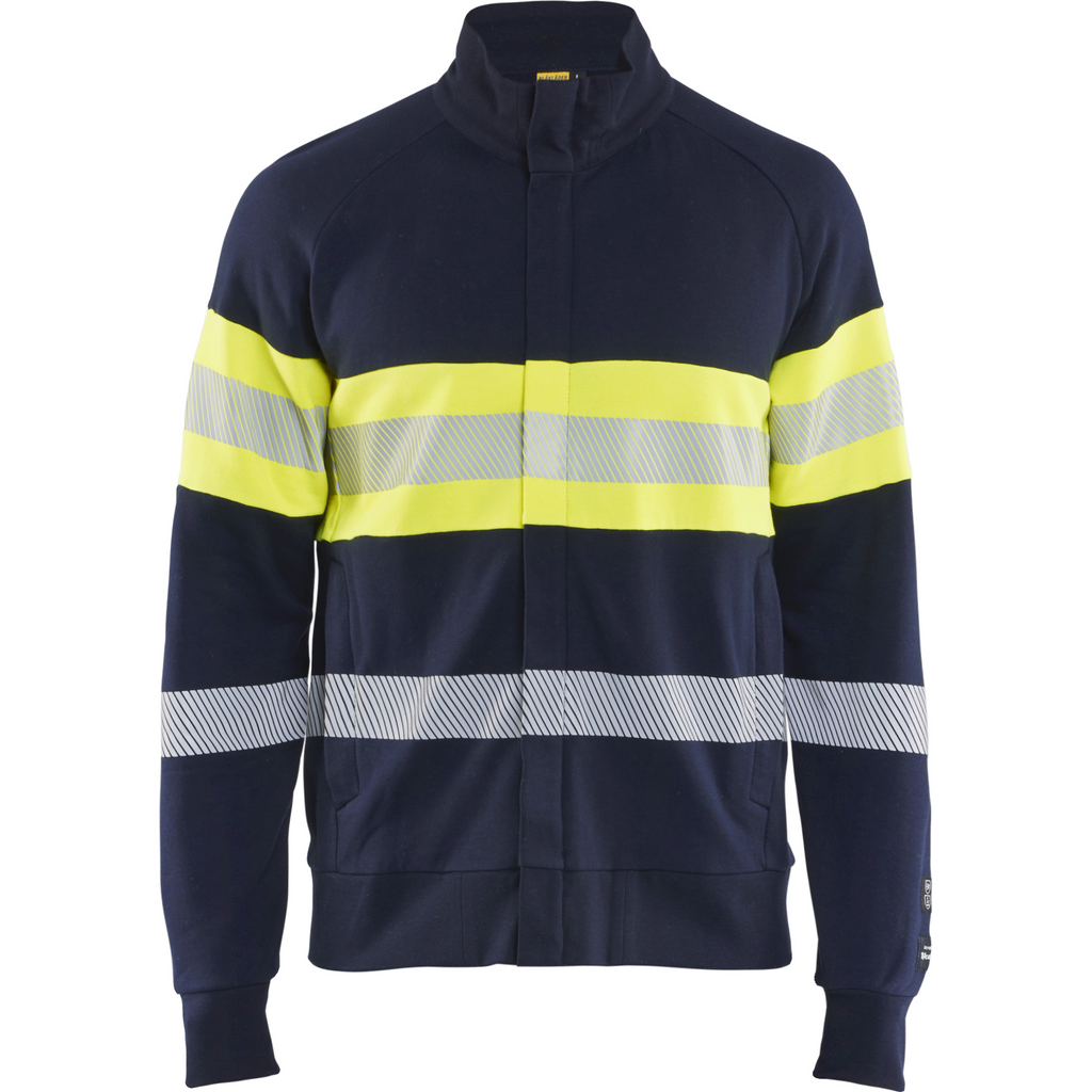 Blaklader Multi-Norm Sweatshirt with Zip, Navy Blue/ Yellow