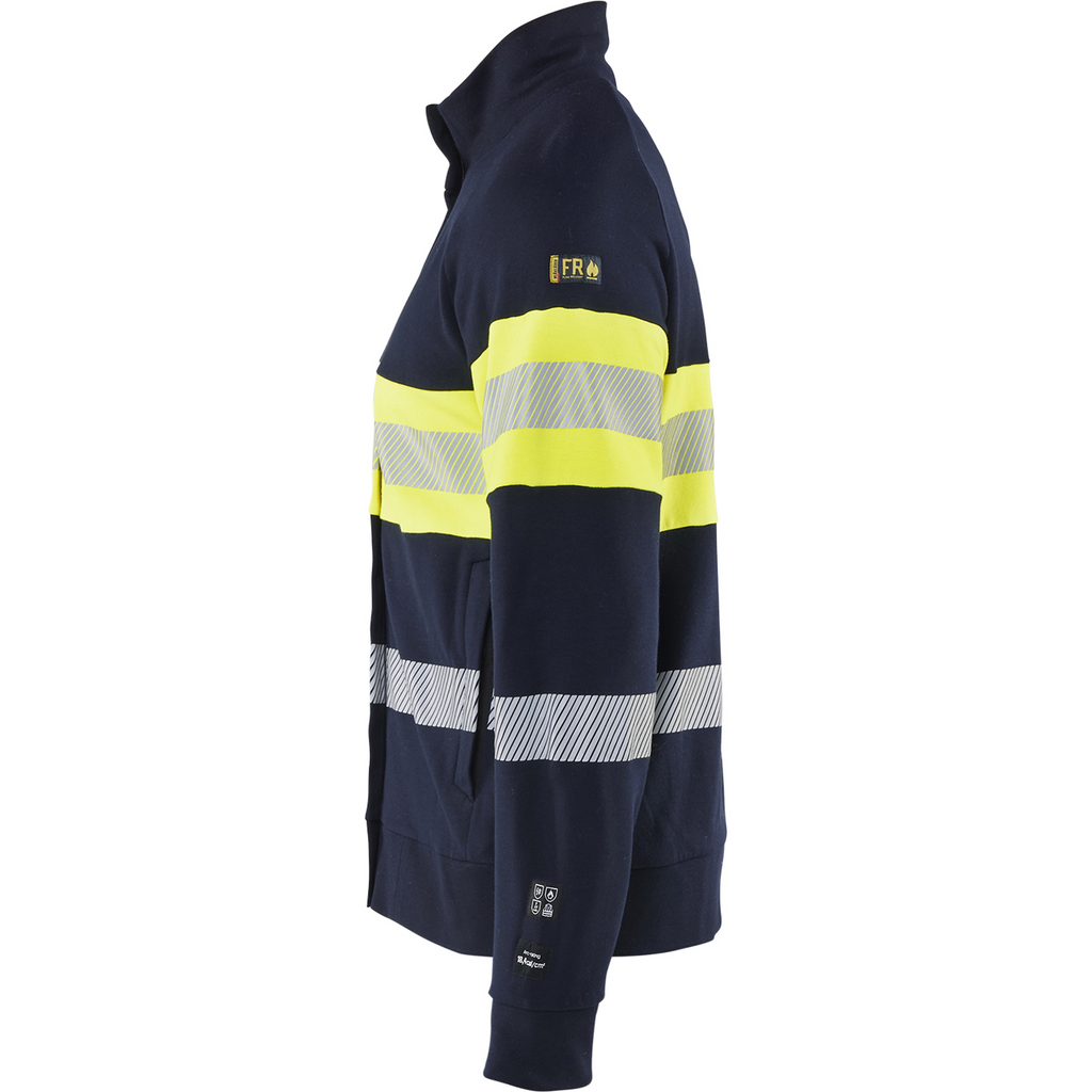 Blaklader Multi-Norm Sweatshirt with Zip, Navy Blue/ Yellow (2)