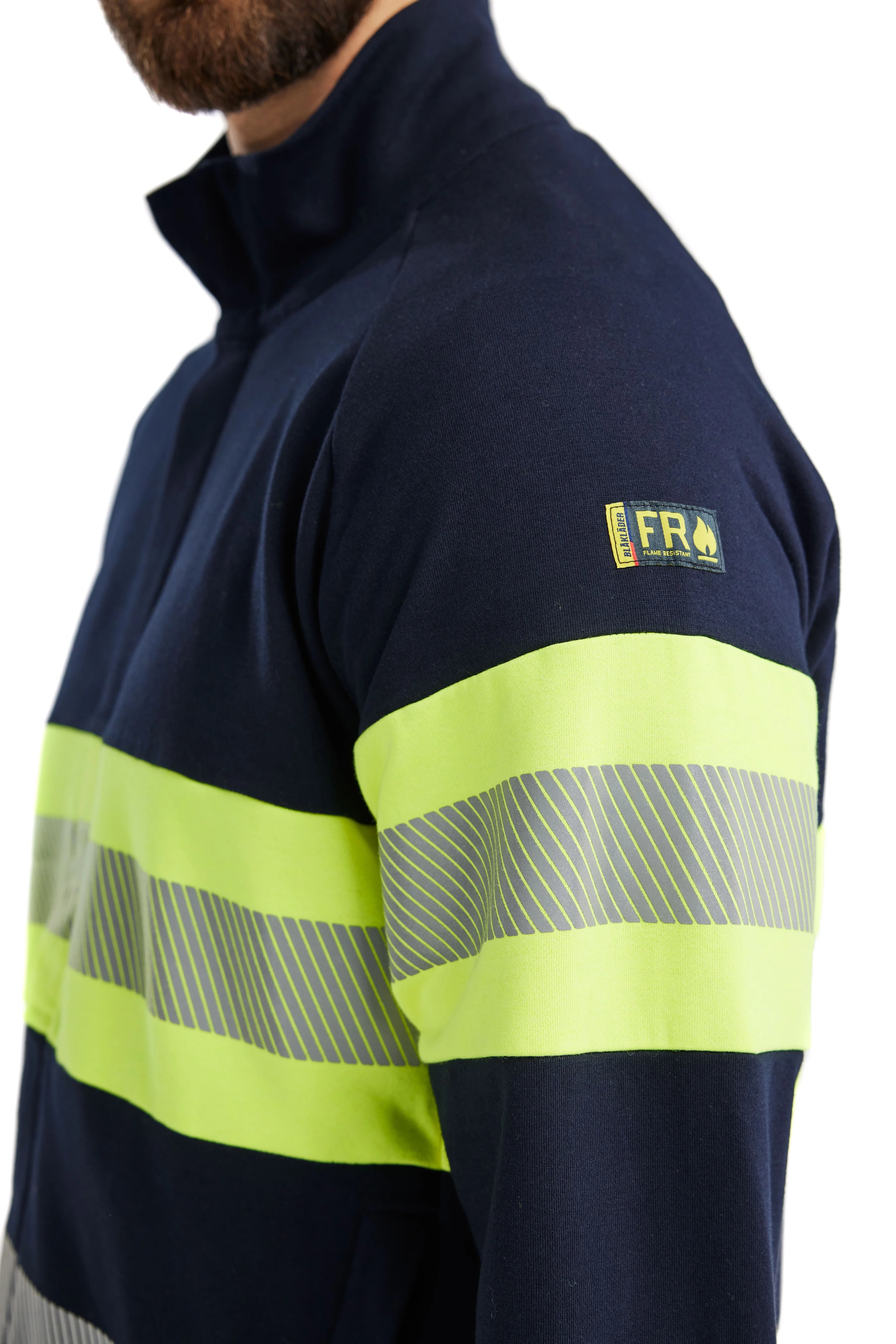 Blaklader Multi-Norm Sweatshirt with Zip, Navy Blue/ Yellow (5)