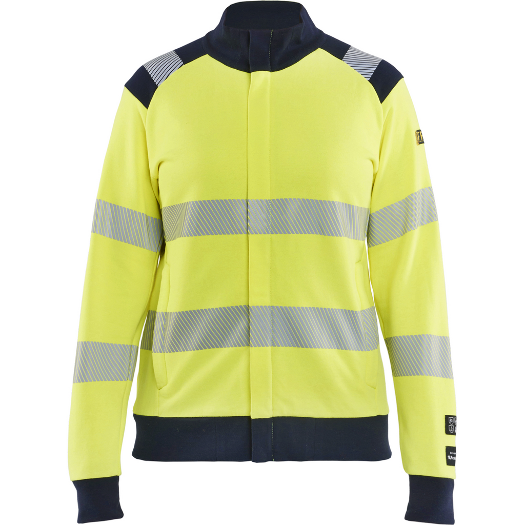 Blaklader Ladies Multi-Norm High Vis Sweatshirt with Zip, Yellow/Navy