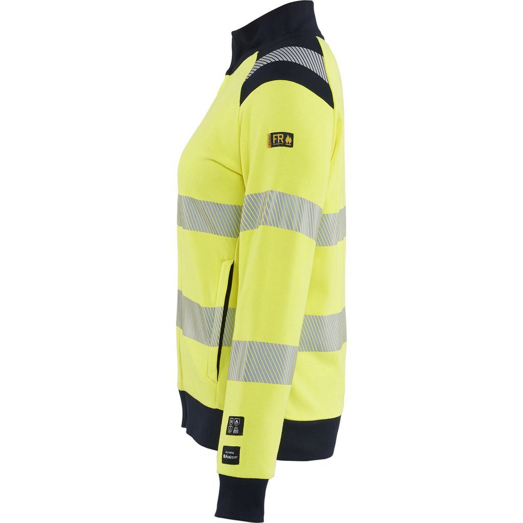 Blaklader Ladies Multi-Norm High Vis Sweatshirt with Zip, Yellow/Navy (3)