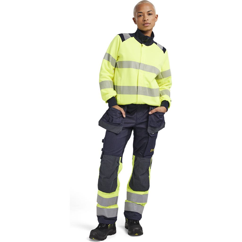 Blaklader Ladies Multi-Norm High Vis Sweatshirt with Zip, Yellow/Navy (5)