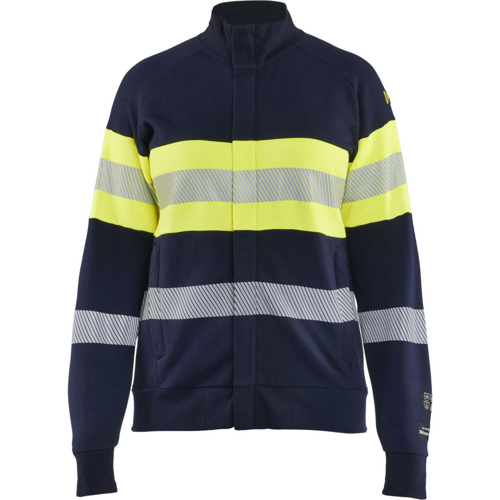 Blaklader Ladies Multinorm High Vis Sweatshirt with Zipper, Navy/Yellow