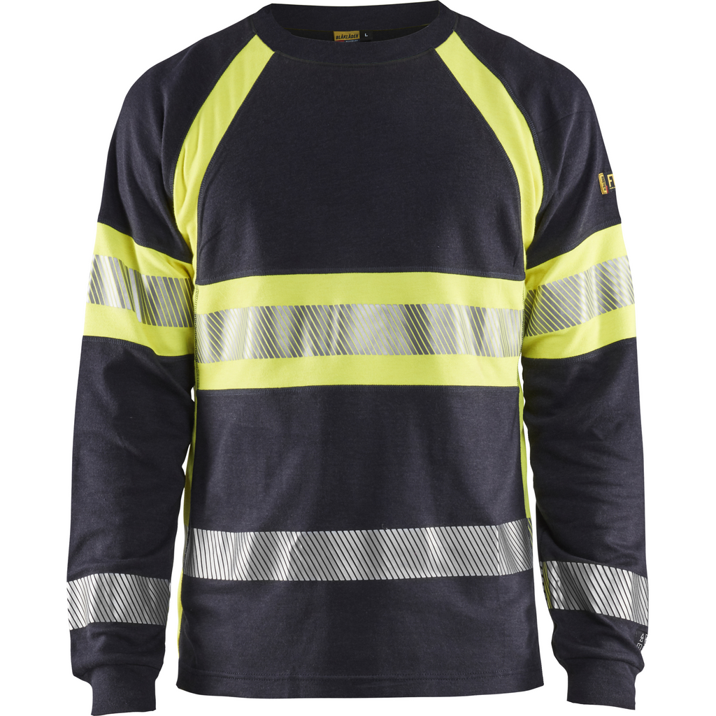 Blaklader Multinorm Long Sleeve Shirt, Navy Blue/ Yellow