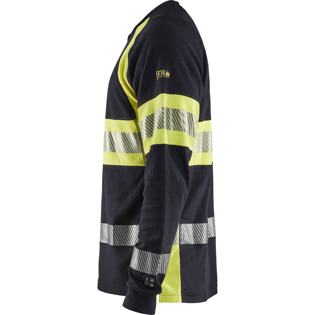 Blaklader Multinorm Long Sleeve Shirt, Navy Blue/ Yellow (3)