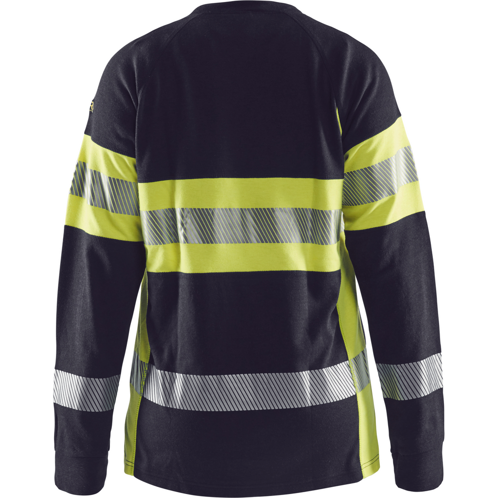 Blaklader Ladies Flame Resistant Long Sleeve Shirt, Navy Blue/ Yellow (4)