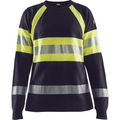 Blaklader Ladies Flame Resistant Long Sleeve Shirt, Navy Blue/ Yellow