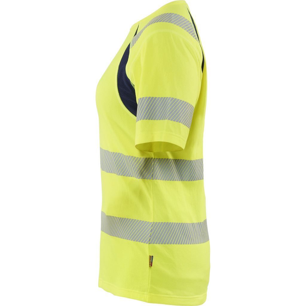 Blaklader High Vis Ladies T-Shirt, Yellow/Navy Blue (3)