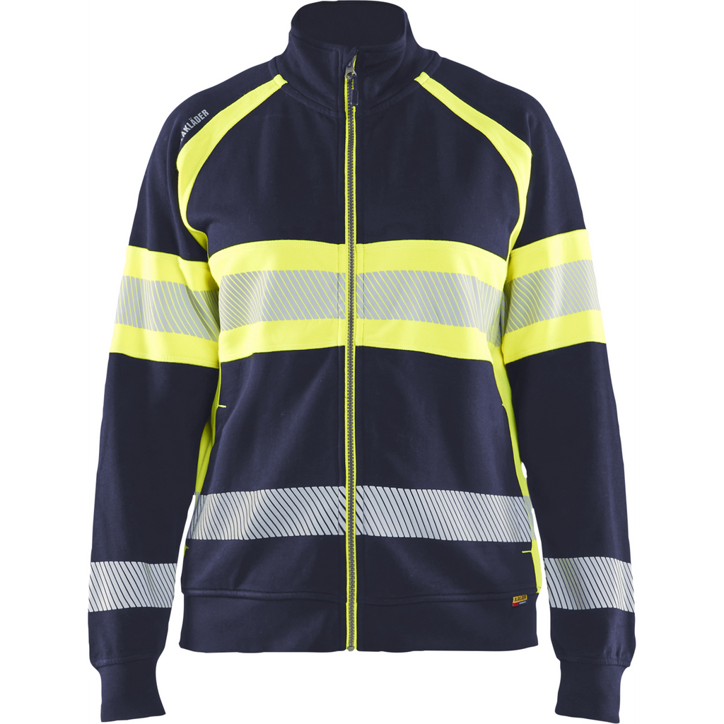 Blaklader High Vis Ladies Sweatshirt, Navy Blue/ Yellow
