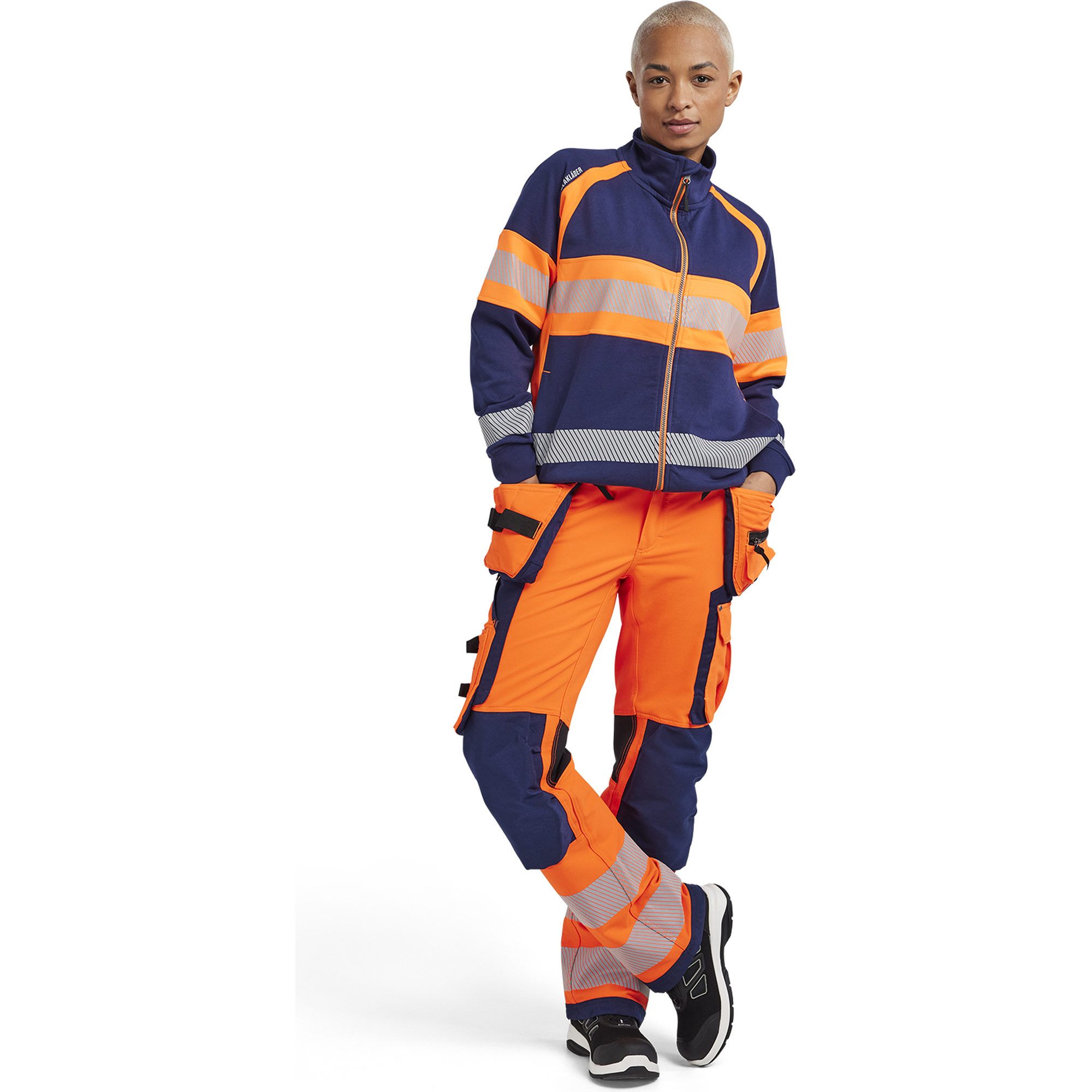 Blaklader High Vis Women's Sweatshirt, Navy Blue/Orange (5)